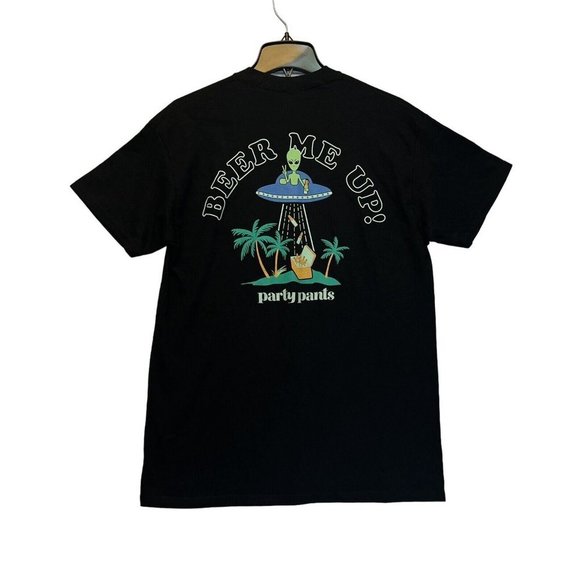 Men's Black T-Shirt Party Pants  Beer Me Up Logo Mens Teal  Size M New - Picture 9 of 12